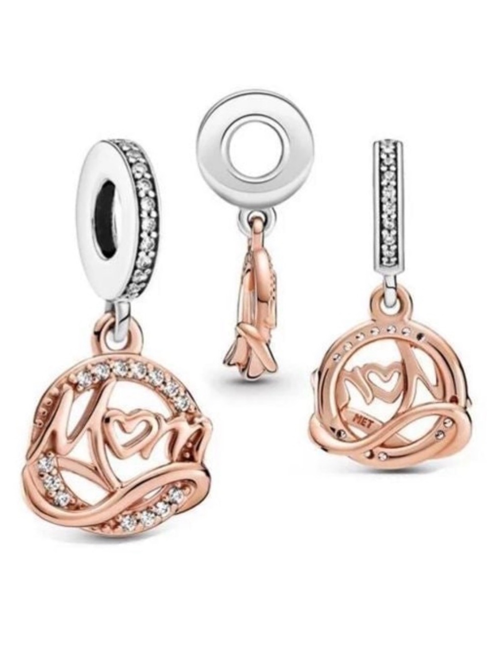 Rose Gold Love Rose Dangle Charm Pendant - Women Jewelry
